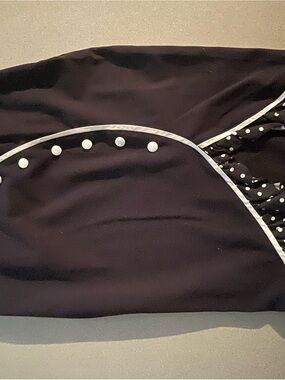 Black Polka Trim Pencil Skirt